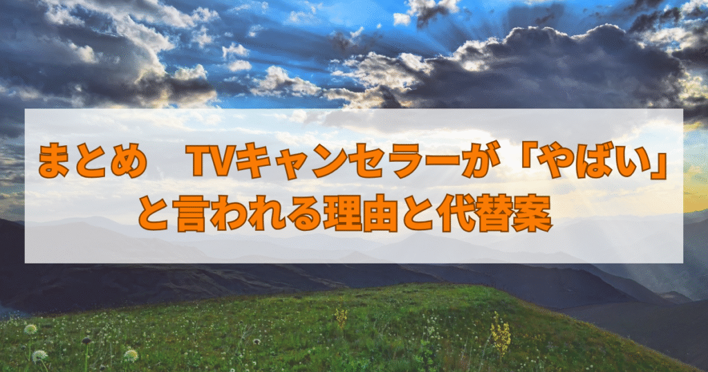 まとめ　TVキャンセラーが「やばい」と言われる理由と代替案
